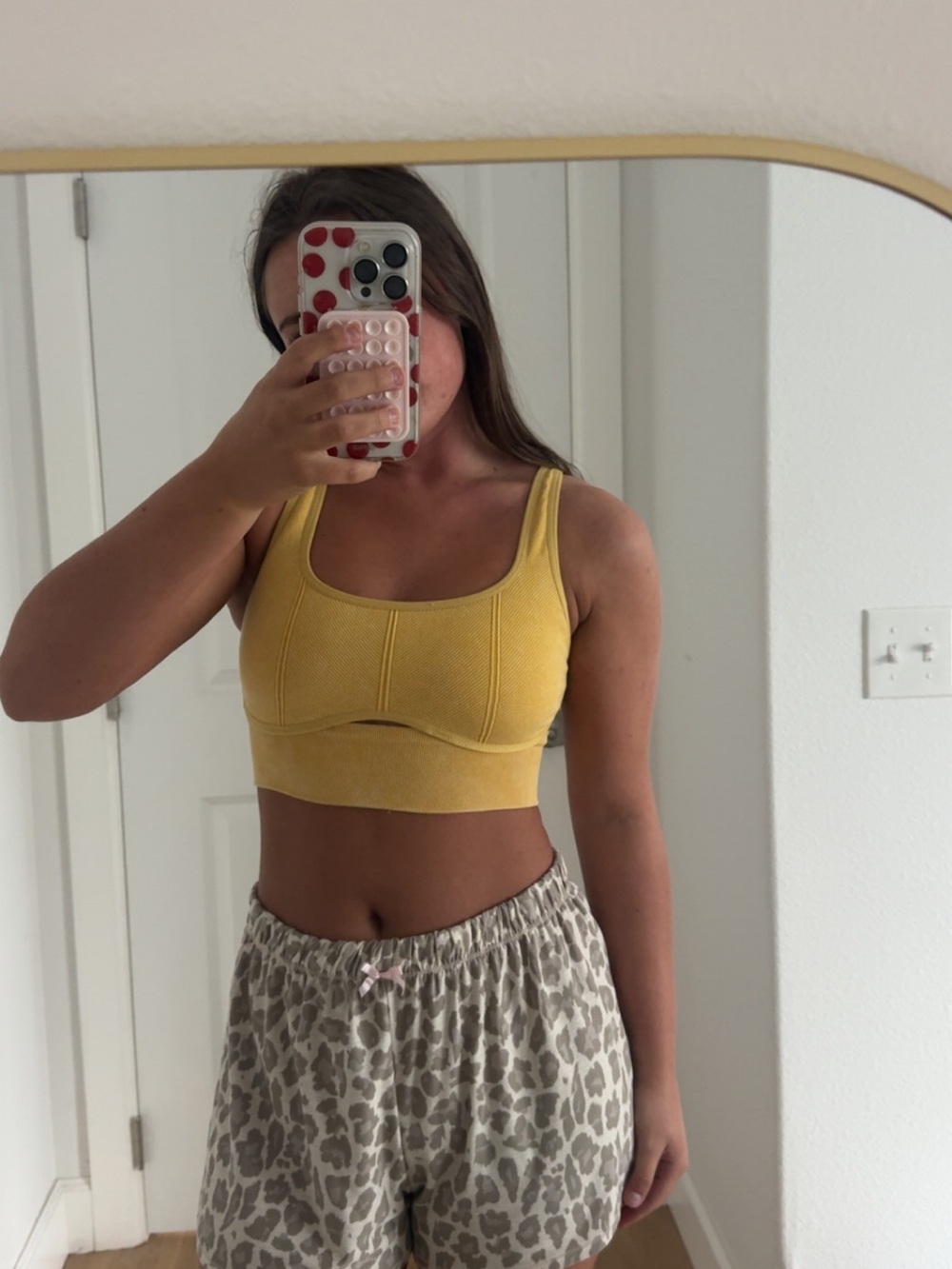 aerie Mustard Ribbed Scoop Crop Top